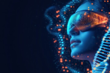 Obraz premium Tech-enhanced goggles blend digital and organic art