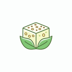 Vegan cube food block. Natural plant-based cube, symbolizing healthy eating and sustainable nutrition.  Pure goodness.