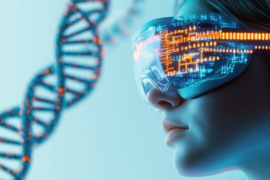 Virtual experience with digital data and DNA imagery