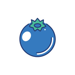 Single blueberry icon. Fresh juicy blueberry illustration perfect for healthy food branding.  Represents purity and natural goodness.