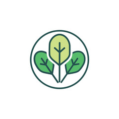Green leaves nature emblem. Eco friendly symbol, growth, spring,  freshness, and purity. Represents natural life.