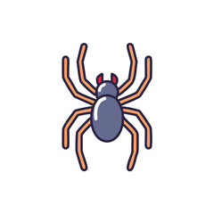 Cartoon spider design. Friendly arachnid illustration perfect for kids content.  Evokes feelings of playful Halloween or nature themes.
