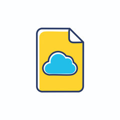 Cloud storage document icon. Digital file saved online; symbolizes secure data backup and accessibility.  Cloud computing concept.
