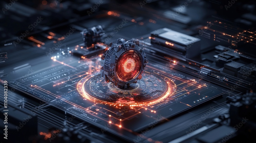 Poster dynamic corporate innovation in technology digital environment graphic representation futuristic vie