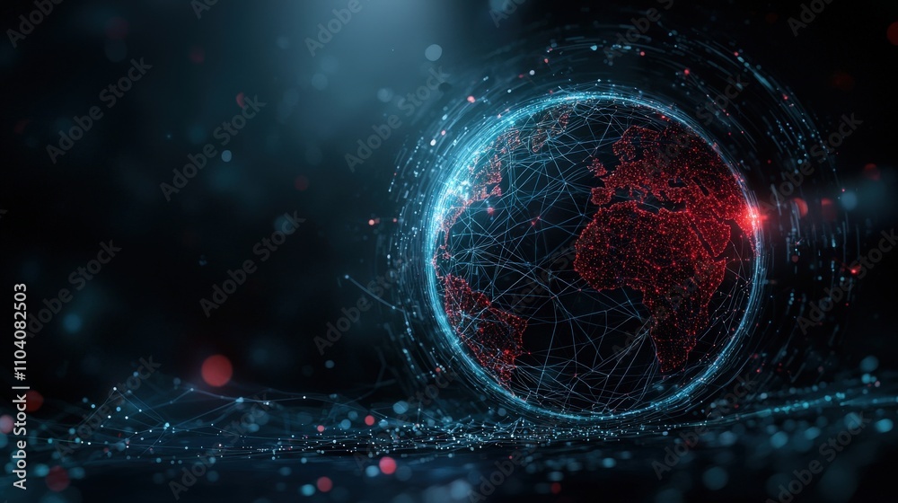 Fototapete dynamic global network visualizing data connections abstract technology digital environment futurist
