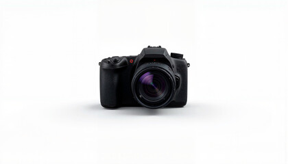 Isolated item on white background of a black digital camera