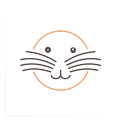 Cute cat face icon. Happy pet portrait, minimalist design.  Symbolizes joy, friendship, and companionship.