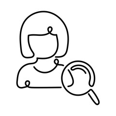 Monoline Female Test Person Icon. Simple Line Female Test Subject Icon.Minimalist Female Clinical Trial Participant Vector.