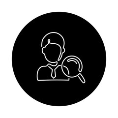 Monoline Test Person Icon. Simple Line Male Test Subject Icon. Minimalist Clinical Trial Participant Vector.