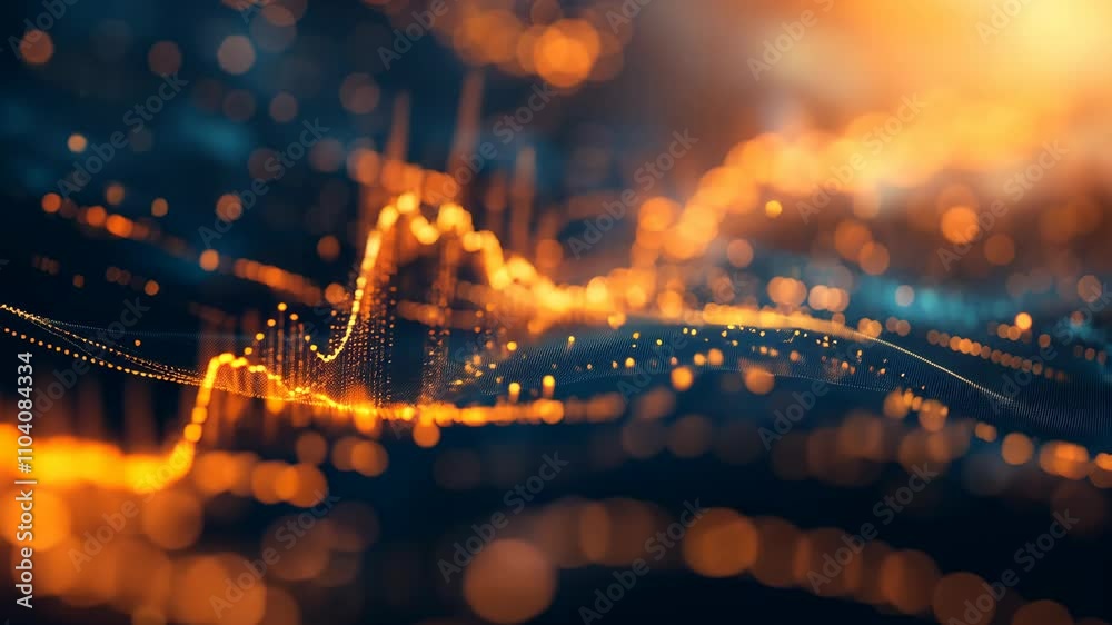 Poster dynamic visual representation of data trends with vibrant colors showcasing fluctuations and pattern