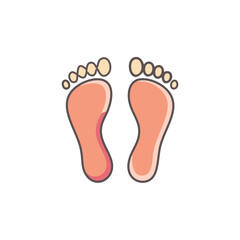 Footprints illustration. Pair of cute feet, symbolizing steps, journey, or a new beginning.  Perfect for travel or health concepts.