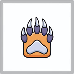 Grizzly bear paw print. Powerful bear claw, symbolizes strength nature wildlife.