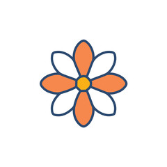 Simple flower icon. Delightful blossom graphic; symbolizes purity, new beginnings, and growth.