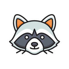 Cute raccoon face. Playful raccoon portrait, symbolizing cleverness and mischief.  Perfect for kids designs.