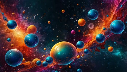 Fototapeta premium Abstract cosmic bubbles with vibrant hues.
