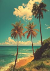 Fototapeta premium Vintage Palms created with Generative AI Technology, ai, generative