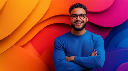 Vibrant promotion banner with abstract gradient waves in bold colors