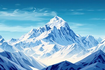 Fototapeta premium Majestic snow-capped mountain peak under a clear blue sky, showcasing stunning natural beauty.
