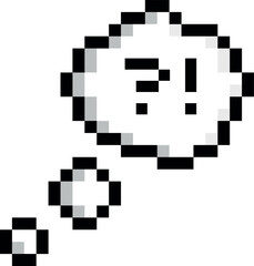 A pixelated image of a face with a question mark on it