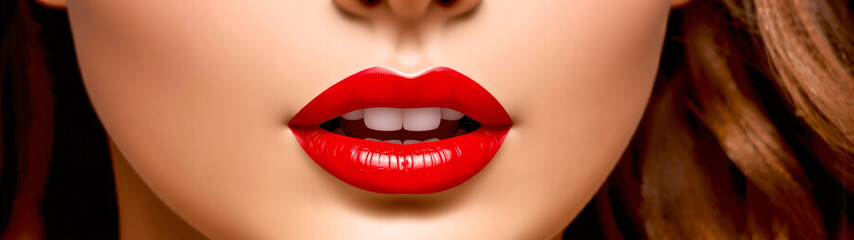 Obraz premium Close-up portrait of beautiful woman with red lips