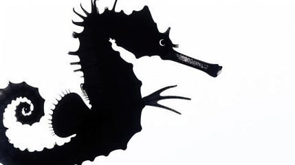 Seahorse silhouette against a bright white background, great for ocean or marine themed designs