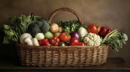 Fresh Organic Vegetables in a Rustic Basket