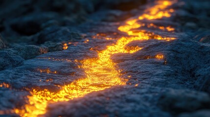 A close-up shot of a flame burning on a rocky surface