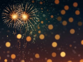 Obraz premium Abstract firework background with bokeh on New Year’s Eve.