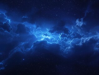 Fototapeta premium Swirling clouds of gas and dust in the universe's dark blue cosmos, dark matter, gas clouds, nebulae, galaxies