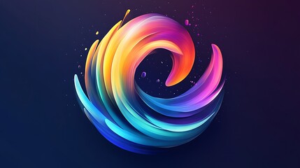Iridescent logo design with shimmering effects and smooth curves