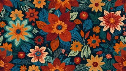 Abstract floral pattern, seamless vector design.