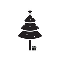 Christmas tree vector silhouette illustration.