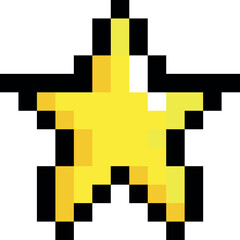 A pixelated yellow star with black outlines