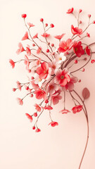 Naklejka premium romantic floral background with delicate red and pink flowers in a seamless pattern of swirling shapes and soft hues, feminine decor, garden scene, watercolor effect, vintage charm