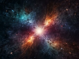 Abstract galaxy tunnel with stars and smoke in space.
