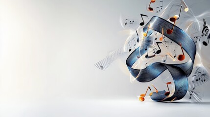 Dynamic musical ribbon dance abstract art digital creation minimalist space artistic viewpoint flow and movement