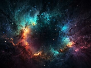 Naklejka premium Abstract galaxy tunnel with stars and smoke in space.