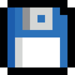 A blue floppy disc with a white border