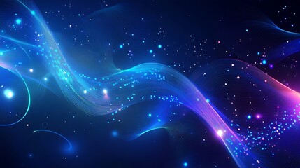 Futuristic flyer with glowing neon lines and holographic textures