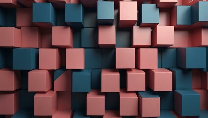 Abstract geometric pattern with blue and pink cubes.