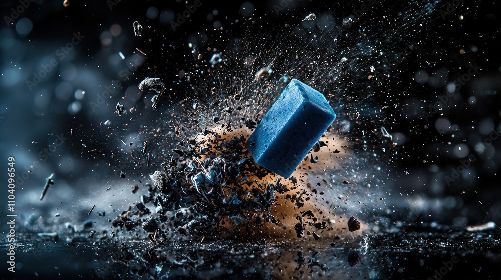 Poster Eraser in motion studio setting high-speed capture dynamic environment close-up view artistic concept