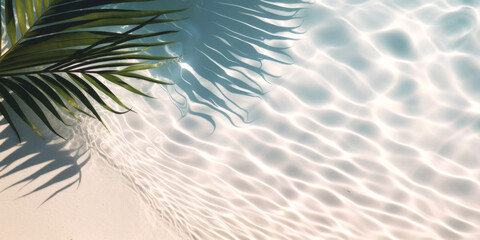 palm leaves on the water top view tropics Generative AI