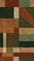 Fototapeta premium Abstract geometric pattern with earthy tones of terracotta, beige, and green.