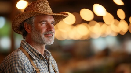 Portrait of a Smiling Farmer in Hat