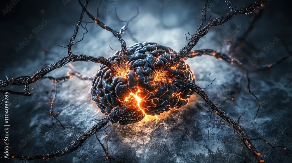 Poster intricate neural landscape with dark folds digital art abstract environment sci-fi concept