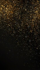 Abstract glitter lights, black and gold background.