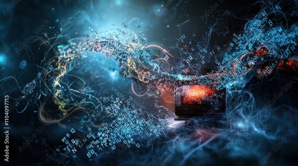 Poster dynamic soundwaves emanating from radio digital space abstract art cosmic environment close-up creat