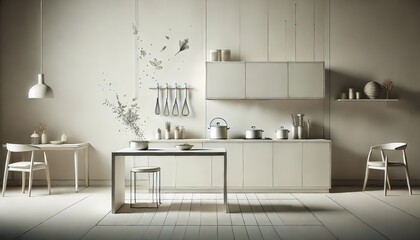 Fototapeta premium A conceptual illustration of cooking showcasing a modern kitchen with vibrant ingredients.