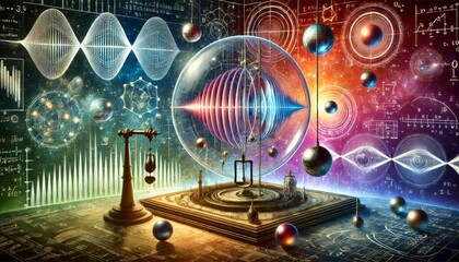 A conceptual illustration of fundamental physical laws represented visually.