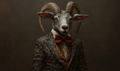 Sophisticated Goat in Suit Art